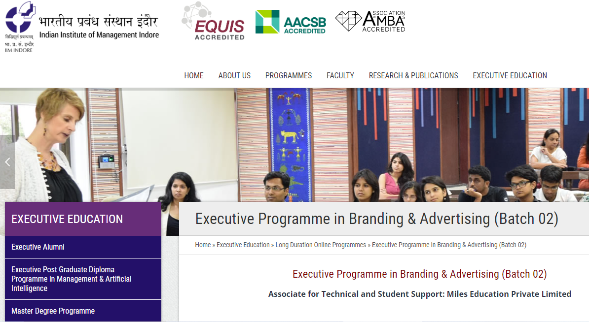 IIM-I : Executive Programme in Branding & Advertising